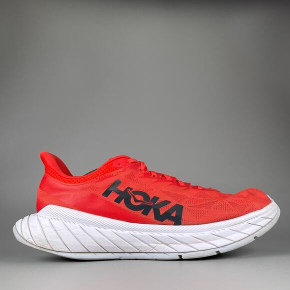 Hoka Carbon X Men\'s Size 14 Red White Running Sneakers Athletic Shoes Casual GUC